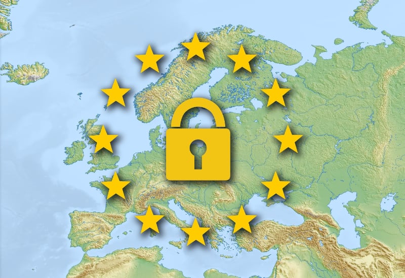 hva er gdpr - europakart med hengelås og stjerner